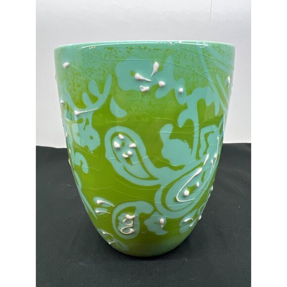 Laurie Gates Green & Aqua Ceramic Mug With Dimensional Floral Design - Picture 2 of 7